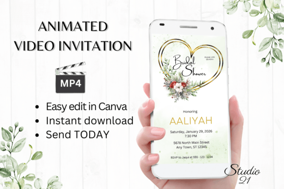 Christmas Bridal Shower Invite W4188: Festive Elegance
