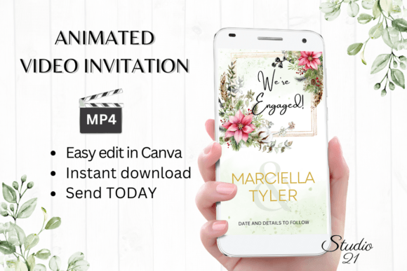 Christmas Engagement Announcement W1192B: Your Festive Digital Invite