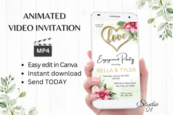 Christmas Engagement Party Invite W1190: Your Festive Digital Solution