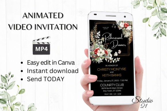 Christmas Rehearsal Dinner Invite W7183: Your Digital Holiday Party Starter