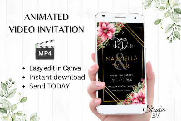 Digital Save the Date Announcement W2195: Instant Elegance