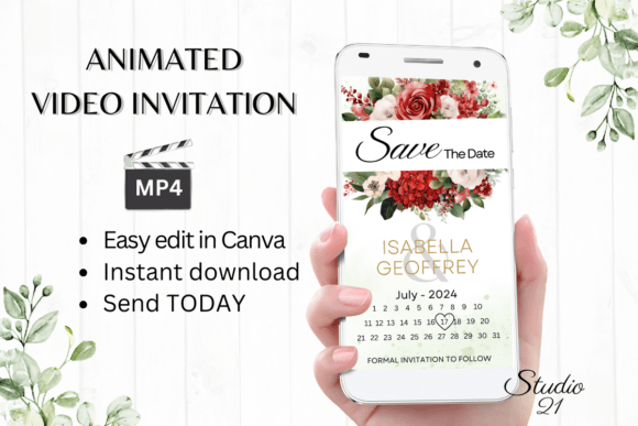 Elevate Your Invites: Red Roses Save the Date W2446B