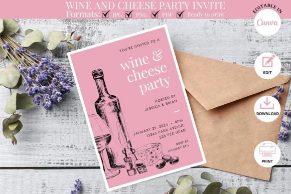 Host a Memorable Wine & Cheese Night with This Invitation